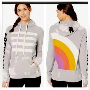 FreeCity Rainbow Raglan Hoodie in Bleach Destroy 1/Small